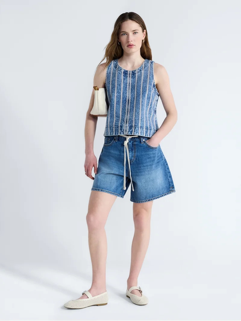Free Assembly Women's Cropped Sleeveless Denim Top, Sizes XS-XXL | Walmart (US)