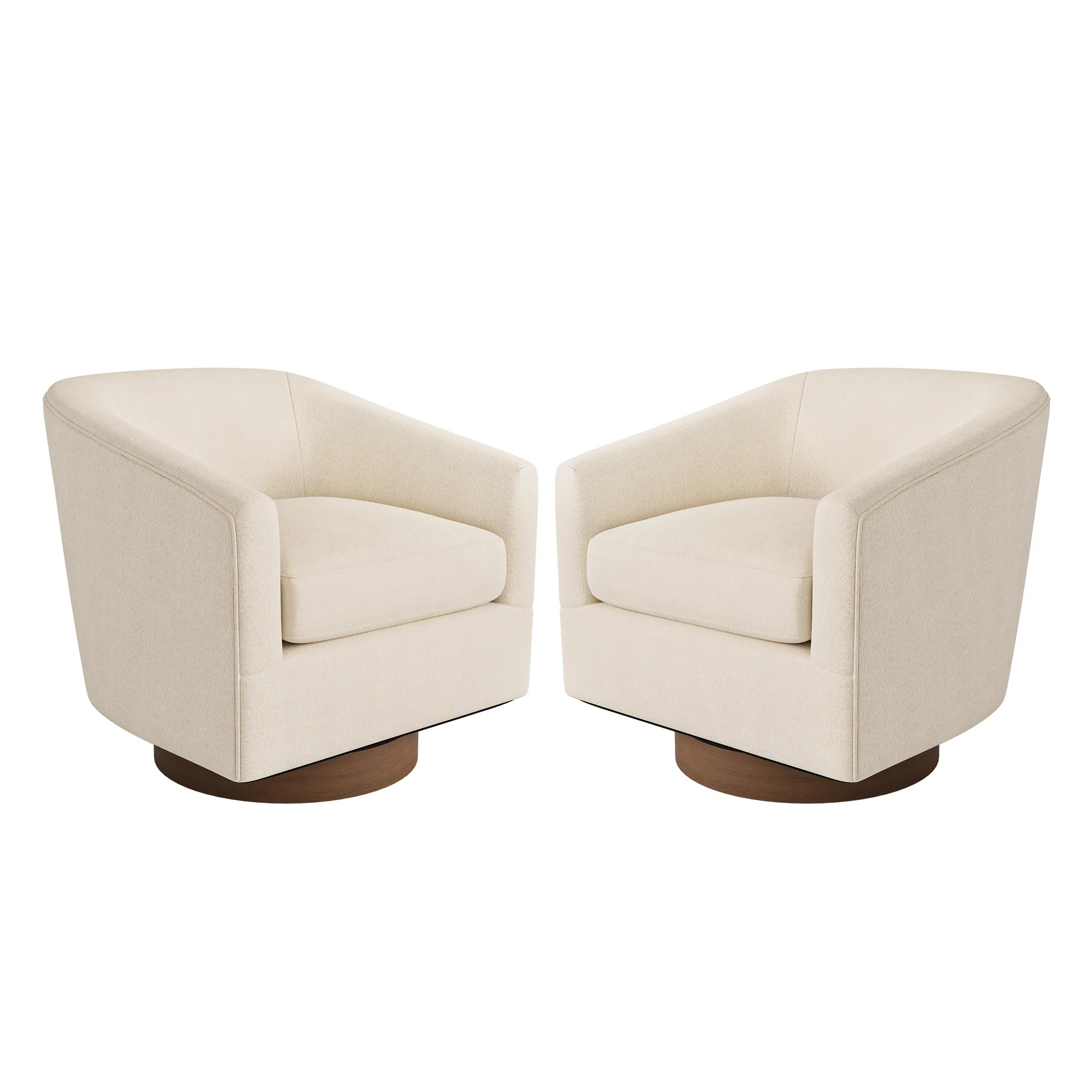Forno Upholstered Swivel Barrel Chair With Wood Base | Wayfair North America