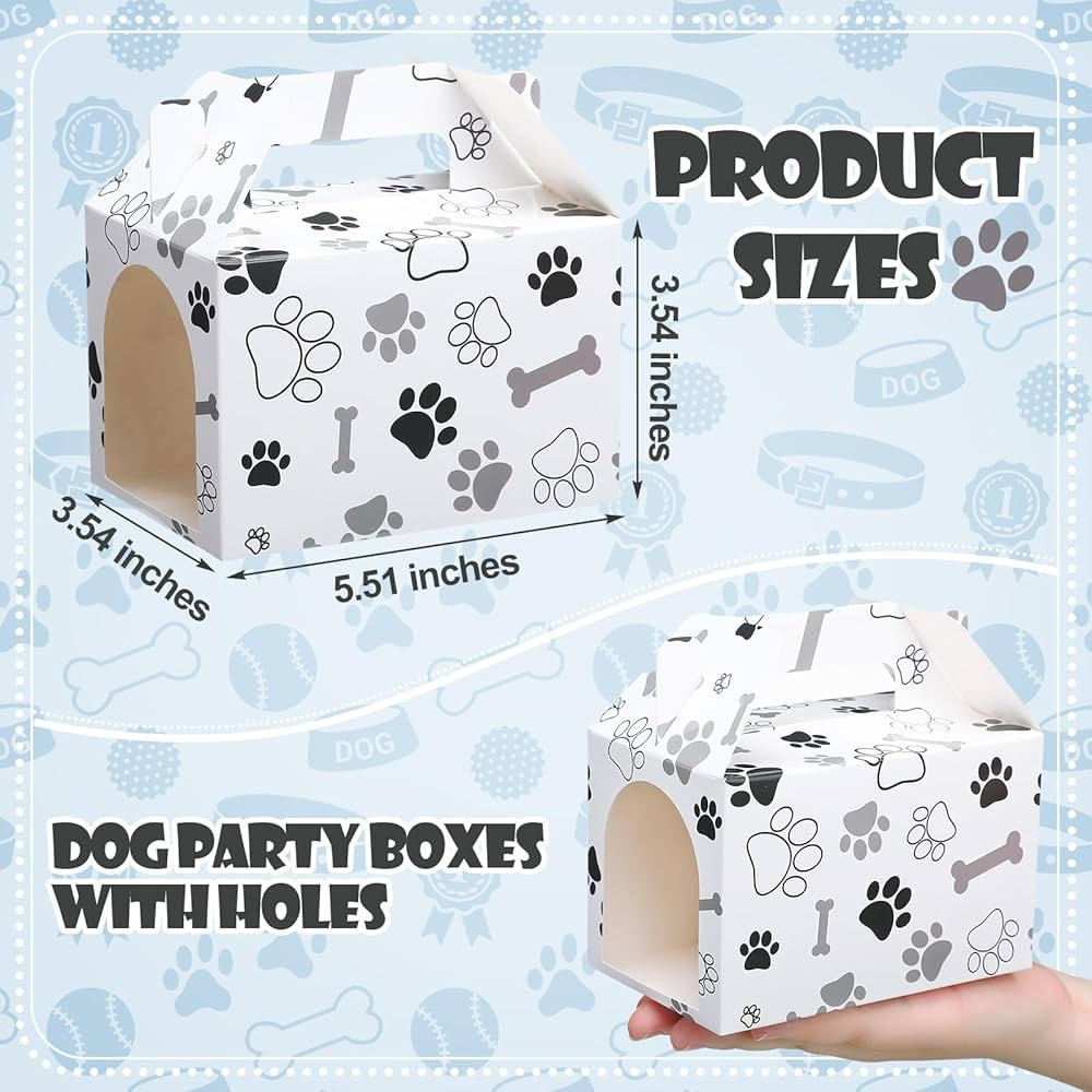 24 Pcs Dog Party Favors Boxes Dog Adoption Party Box Paw Gift Box with Hole House Shaped Gift Box... | Amazon (US)