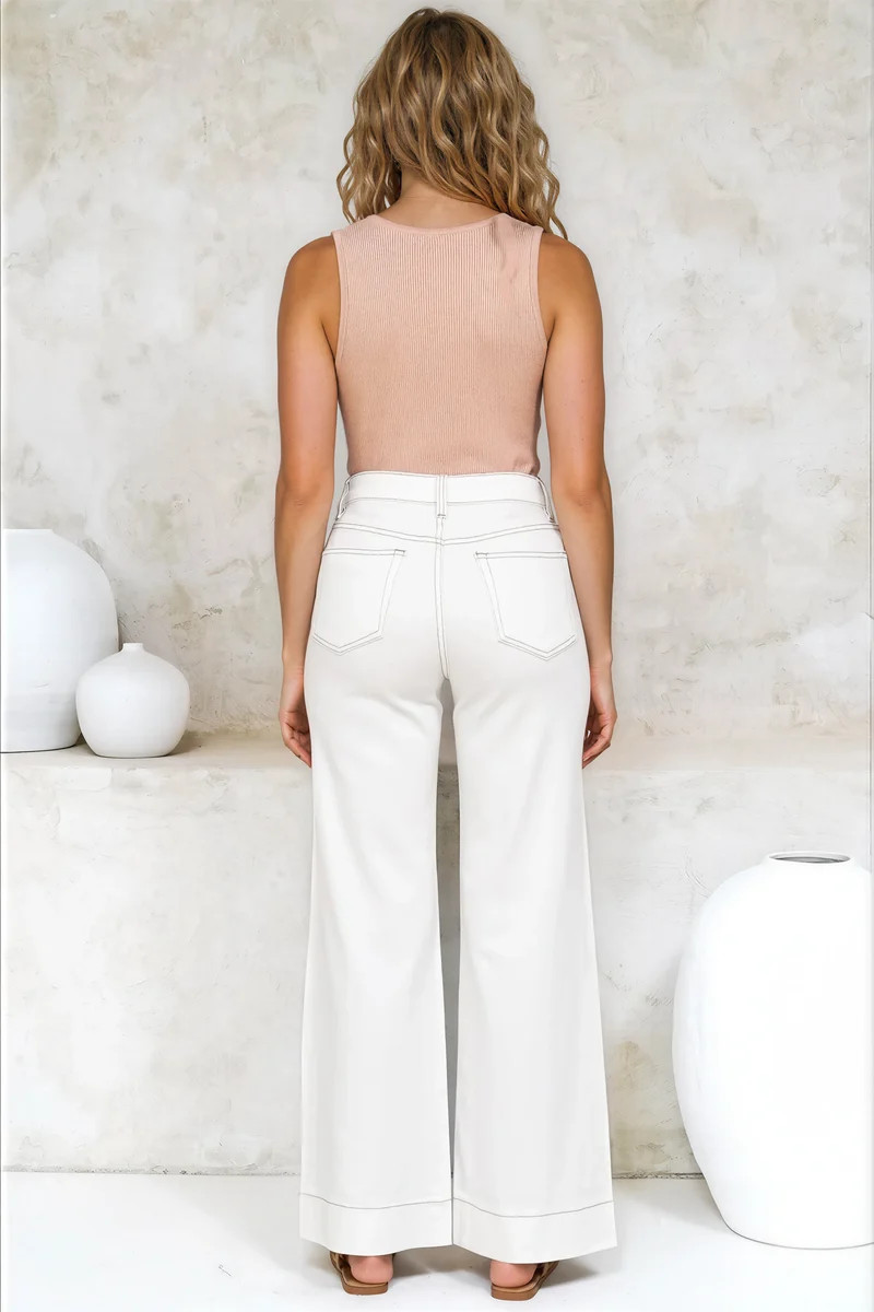 Shop Denim: Cindy Wide Leg Jean in White | saltycrush.com | Salty Crush