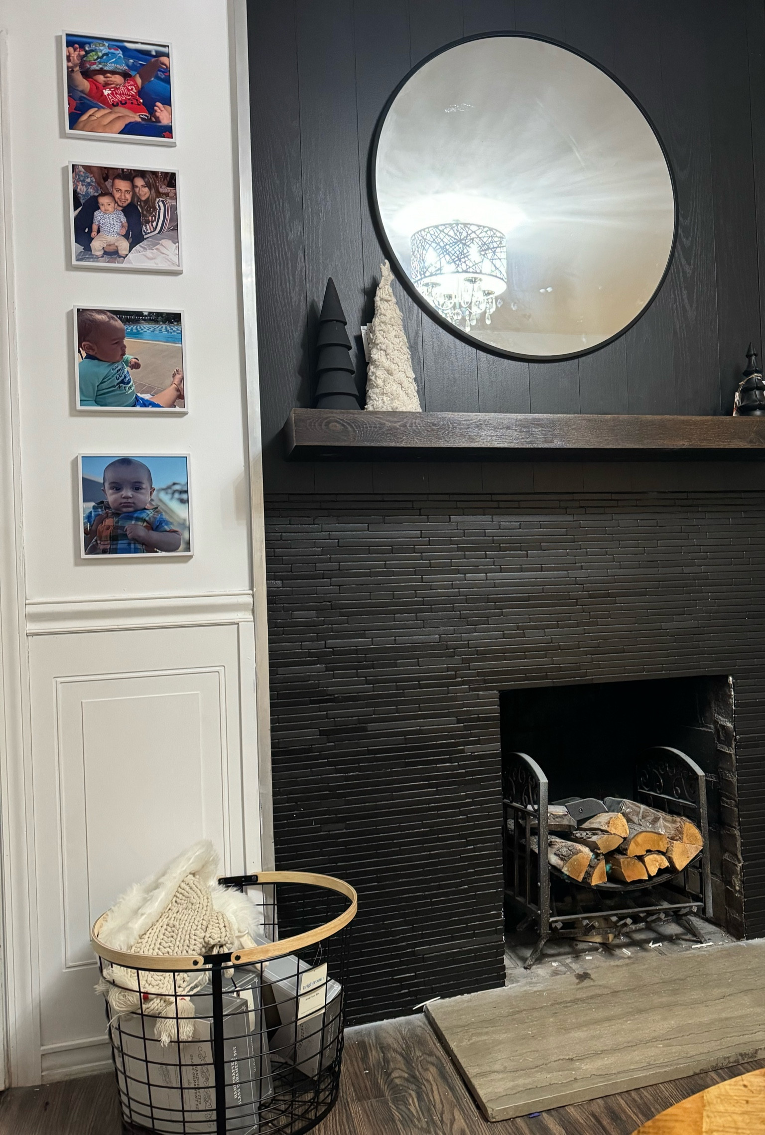 #Fireplace makeover. #black #neutrals #blackandwhite #livingroomdecor 

#LTKhome #LTKsalealert #LTKfindsunder100