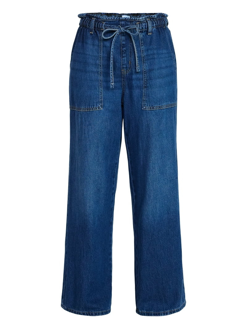 Time and Tru Women's Pull On Wide Leg Jeans, 30" Inseam, Sizes XS-XXXL | Walmart (US)