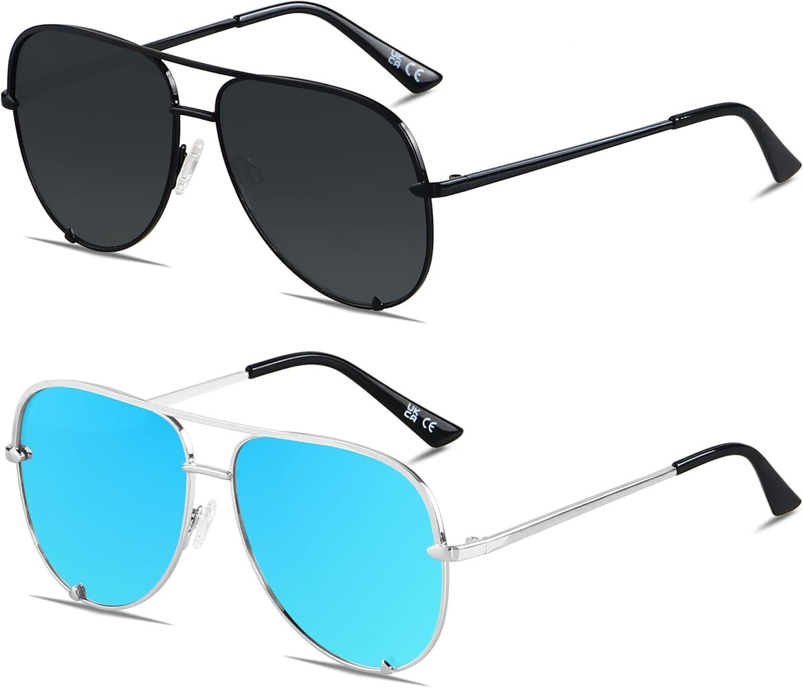 ANDWOOD Oversized Aviator Sunglasses for Women Men Big Large UV Protection Fashion Sun glasses | Amazon (US)