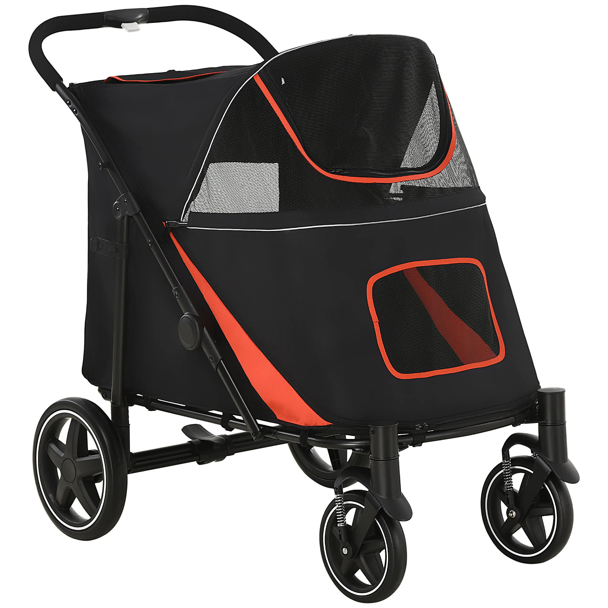 LOVMOR 1-Click Foldable Doggy Stroller for Medium Large Dogs Pet Stroller with Storage Smooth Ride Black | SF-H-W2225P166291 | Lowe's