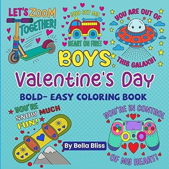 Valentine's Day Coloring Book for Boys With 40 Bold and Easy Cool Designs For Kids, Boys And Girl... | Amazon (US)