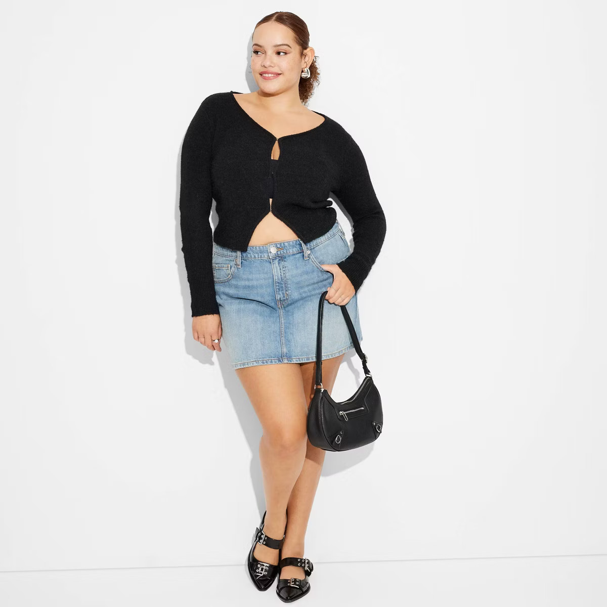 Women's Mid-Rise 5-Pocket Denim Mini Skirt - Wild Fable™ Medium Wash 17 | Target