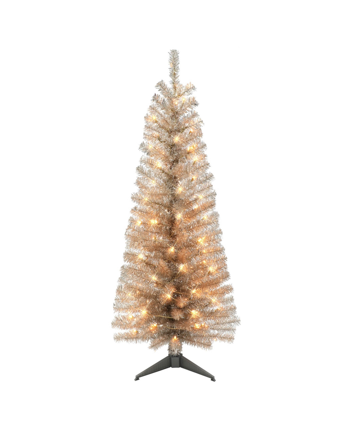 4.5' Pre-Lit Rose Gold Tinsel Tree with 70 Underwriters Laboratories Clear Incandescent Lights, 160  | Macys (US)