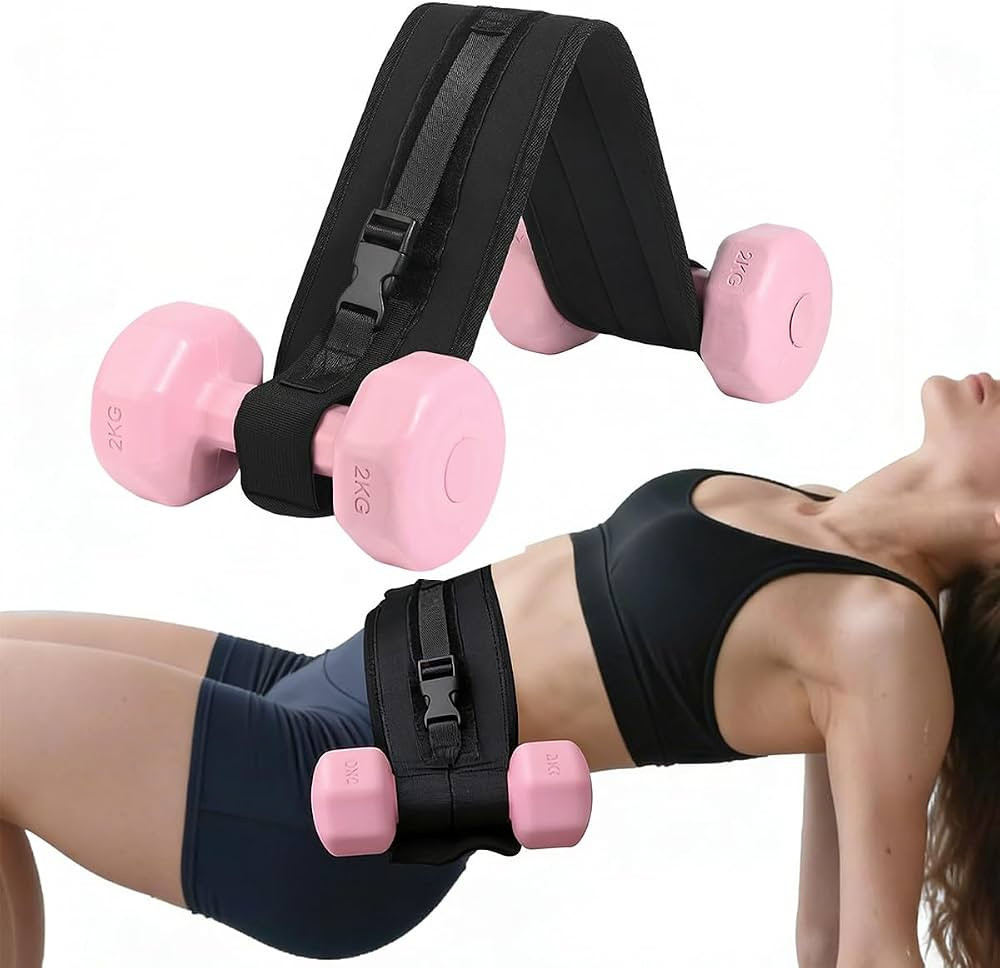 Hip Thrust Dumbbell Holder Belt: Wide Padded Support Belt for Barbell/Dumbbell/Kettlebell for Hom... | Amazon (US)