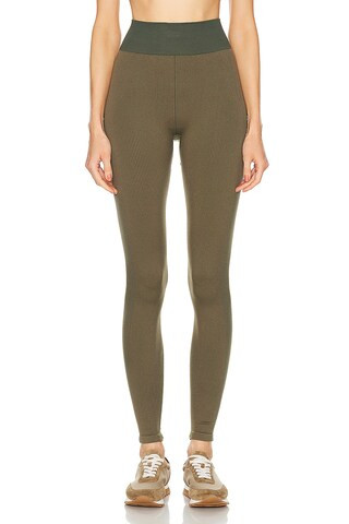 THE UPSIDE Ribbed Seamless 28in Pant in Khaki | FWRD | FWRD 