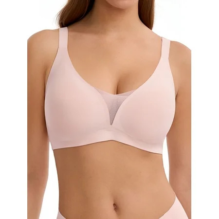 LUCKMEEY Deep V Seamless Bras for Women Cross-Back Straps Full Coverage Soft Wireless Bra | Walmart (US)