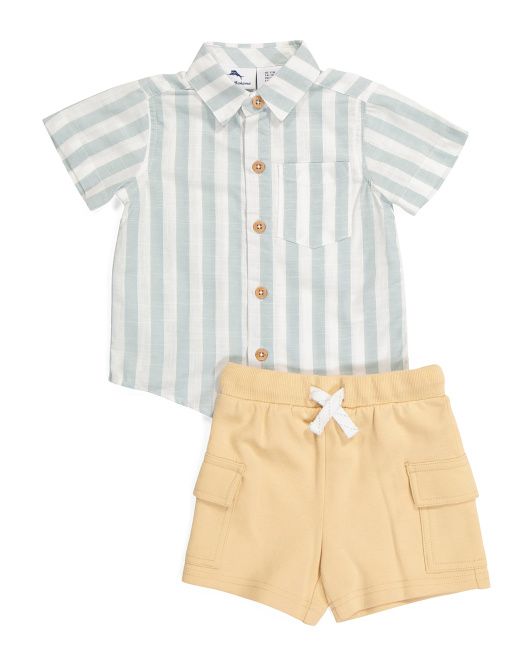 Infant Boy Striped Woven Shirt And Shorts Set | TJ Maxx