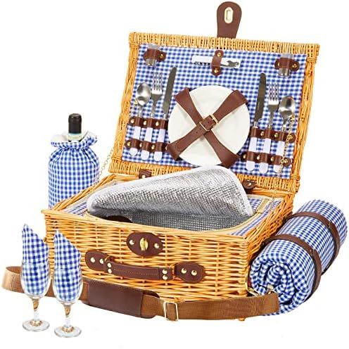 Greenstell Wicker Picnic Basket Sets for 2 Persons with High Sealing Insulation Layer,Waterproof ... | Amazon (US)