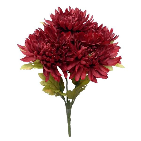 Burgundy Spider Mum Bush, 21", Red, Polyester, sold by At Home | At Home
