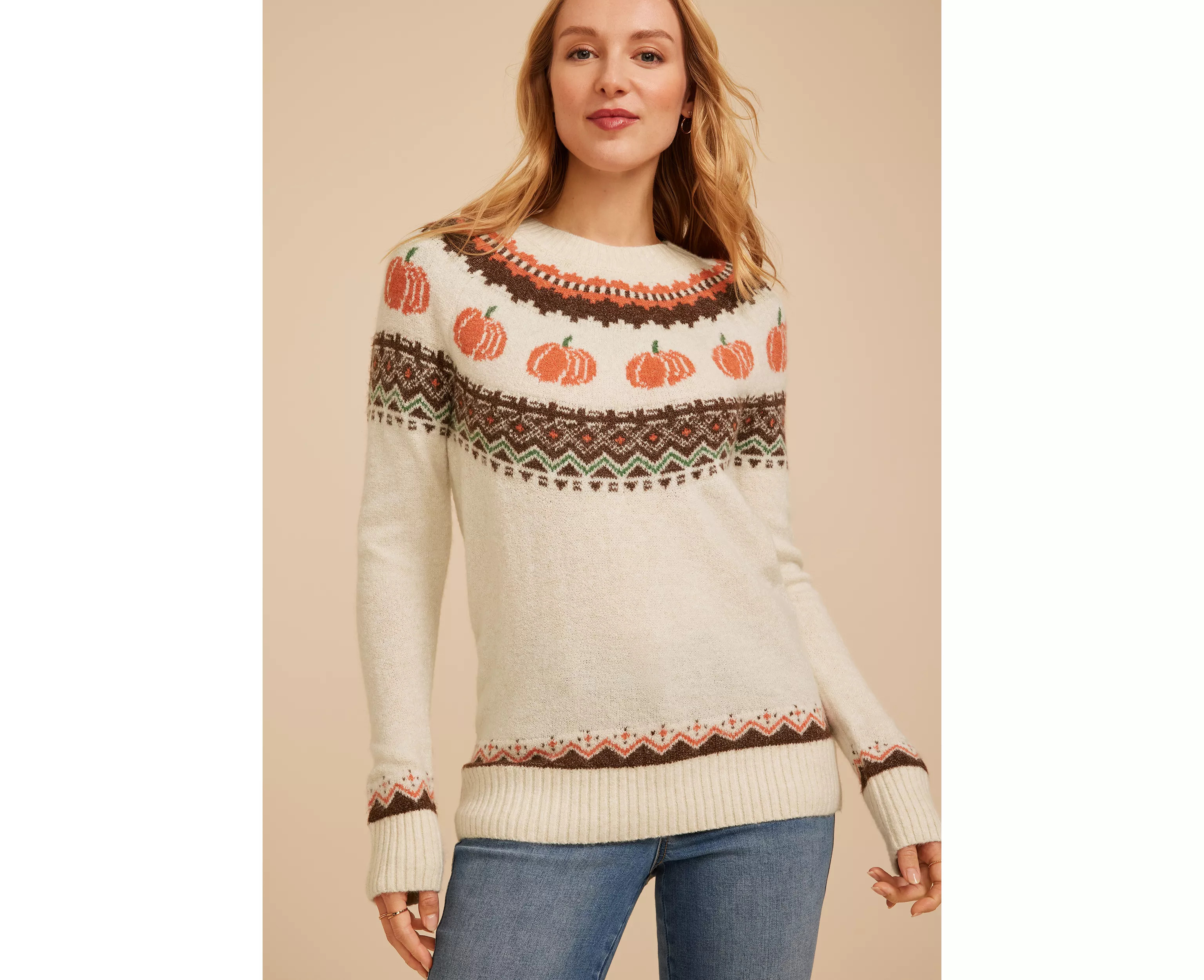 Pumpkin Fair Isle Pullover Sweater | maurices | Maurices