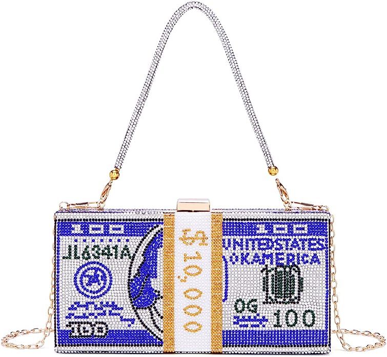 Dollar Clutch Purse for Women from Covelin, Rhinestone Evening Handbag Money Bag | Amazon (US)