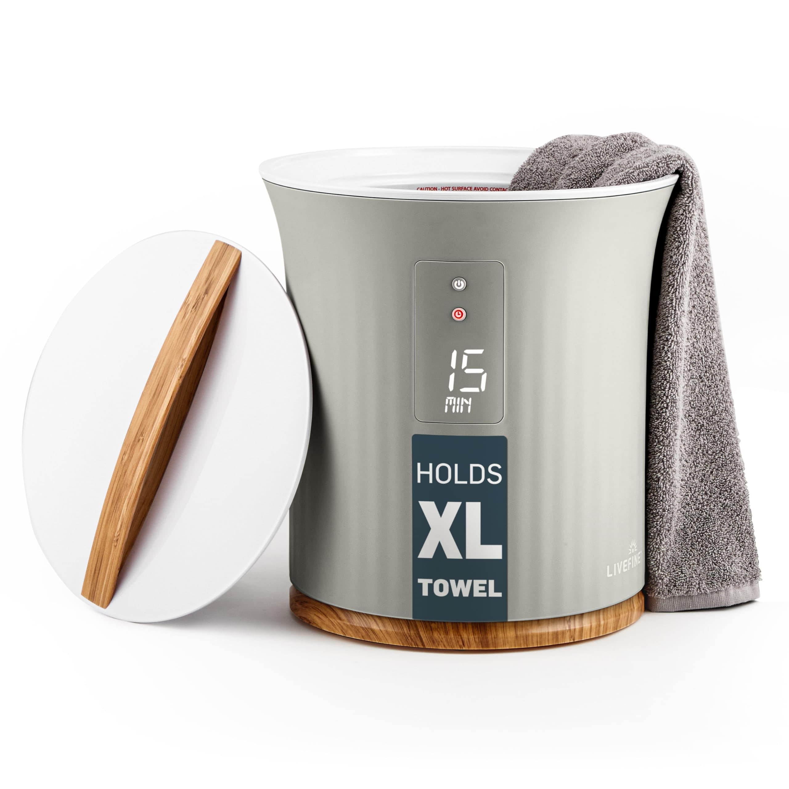 LiveFine Towel Warmer - Small Bucket Style Heated Towel Warmer (Gray) - Fits 40''x70'' Towels | LFHTTWL02 | Lowe's