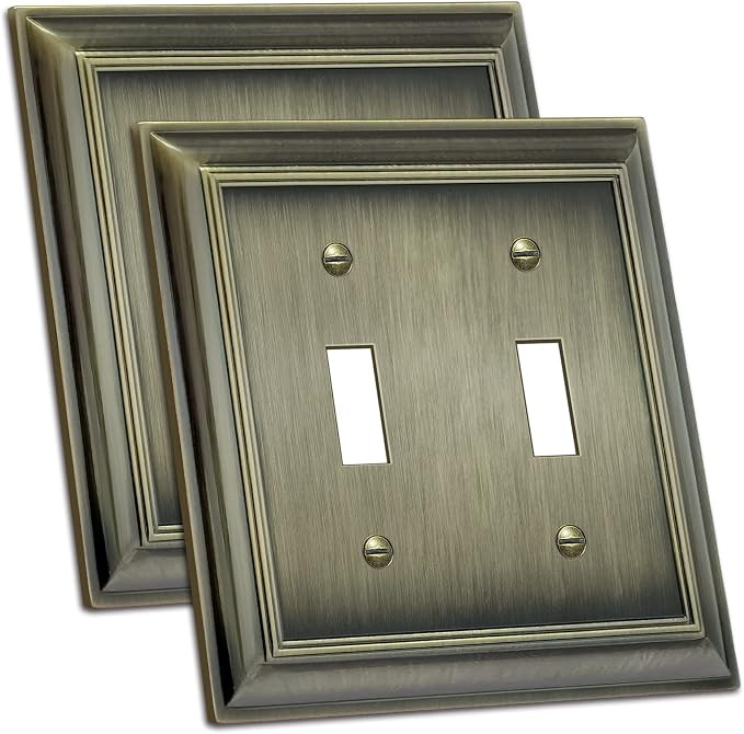 [2 Pack] BESTTEN Grand Collection 2 Gang Zinc Alloy Aged Brass Toggle Switch Metal Wall Plates Co... | Amazon (US)