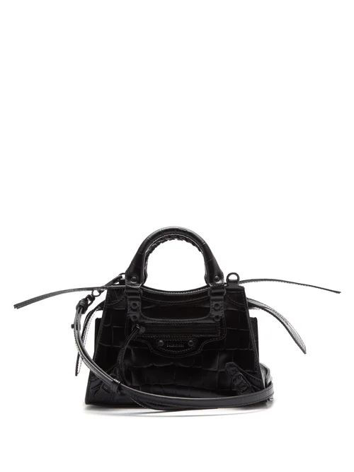 Balenciaga - Neo Classic City Mini Crocodile-effect Leather Bag - Womens - Black | Matches (UK)