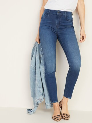 High-Waisted Rockstar Built-In Sculpt Raw-Edge Jeans For Women | Old Navy (US)