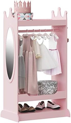 UTEX Kids Dress up Storage with Mirror,Costume Wardrobe for Kids, Open Hanging Armoire Closet,Pre... | Amazon (US)