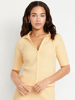 Ribbed Button-Down Polo | Old Navy (US)