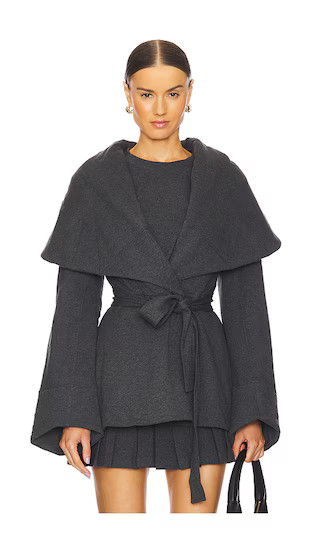 Shawl Collar Peplum Jacket in Dark Heather Grey | Revolve Clothing (Global)