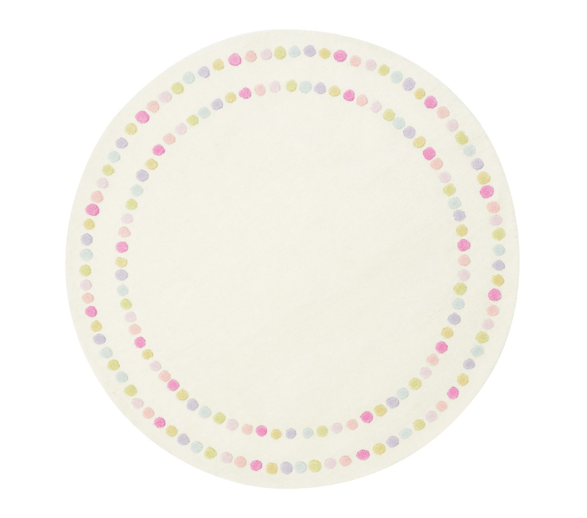 Rainbow Pearl Dot Border Round Rug | Pottery Barn Kids