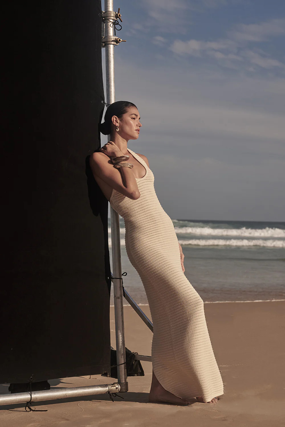GINA CREAM HALTER CROCHET DRESS | DISSH