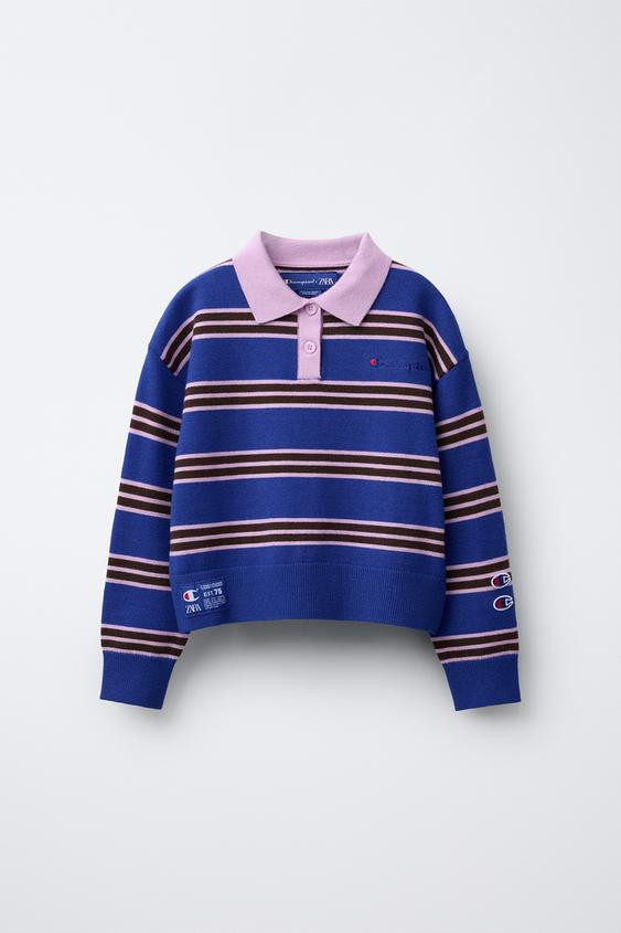 CHAMPION ® X ZARA EMBROIDERED STRIPED KNIT SWEATER | Zara US