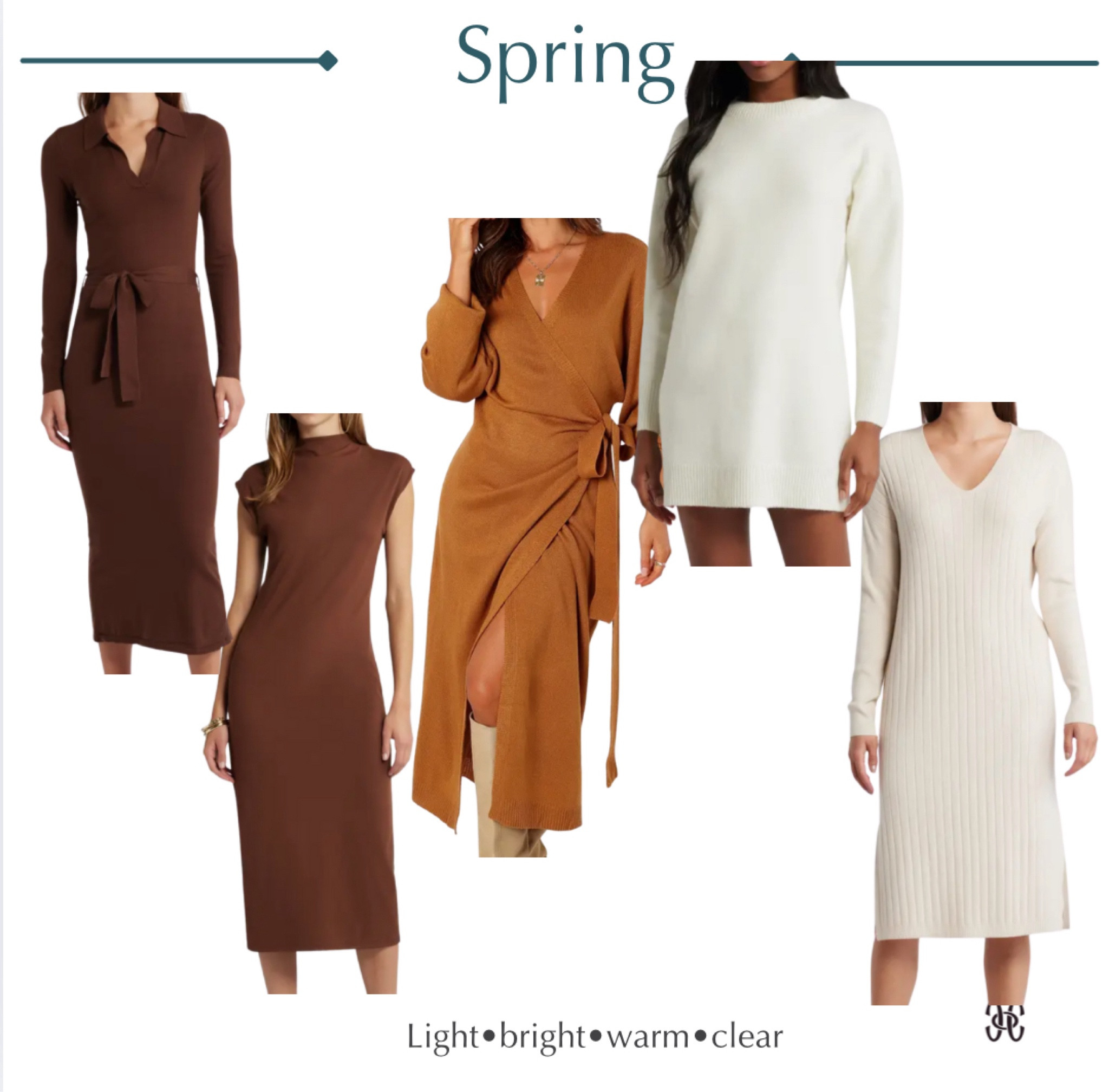 Cream and cinnamon brown dresses 
#hocspring

#LTKSeasonal #LTKFindsUnder50