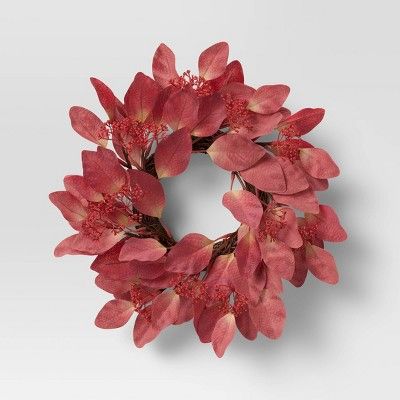 13&#34; Artificial Dark Leaves and Berry Wreath - Threshold&#8482; | Target