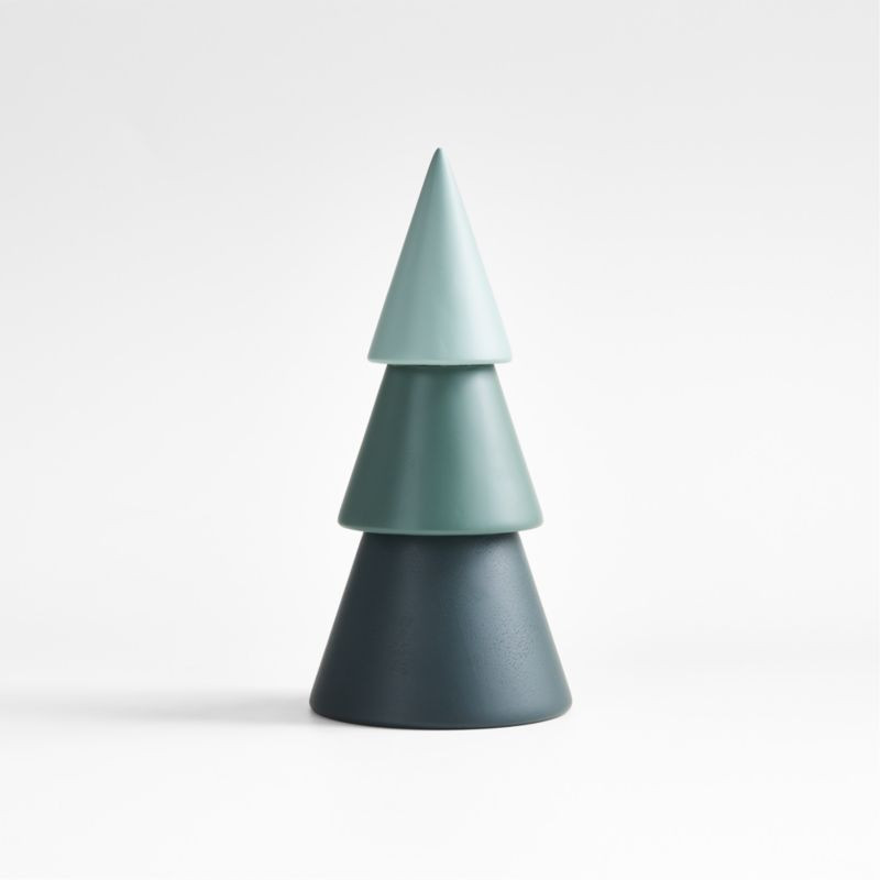 Small Green Holiday Winter Fir Wood Tree Sculpture + Reviews | Crate & Barrel | Crate & Barrel