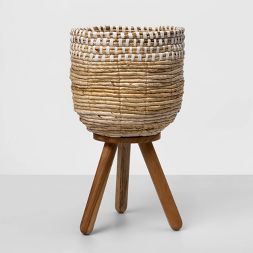 17"x10" Woven Planter with Wood Legs Brown - Opalhouse™ | Target