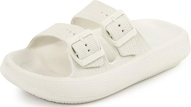 Weweya Sandals for Women and Men - Pillow Slippers - Double Buckle Adjustable Slides - EVA Flat S... | Amazon (US)