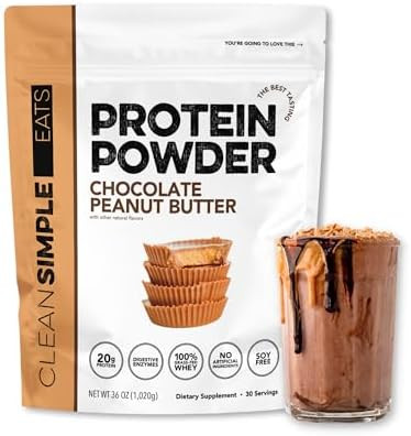 Clean Simple Eats Whey Protein Powder, Chocolate Peanut Butter Flavor Naturally Sweetened, 100% G... | Amazon (US)