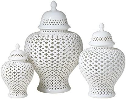 Legends of Asia Asian Traditional Chinese White Lattice Ginger Jar with Lid (Small) | Amazon (US)