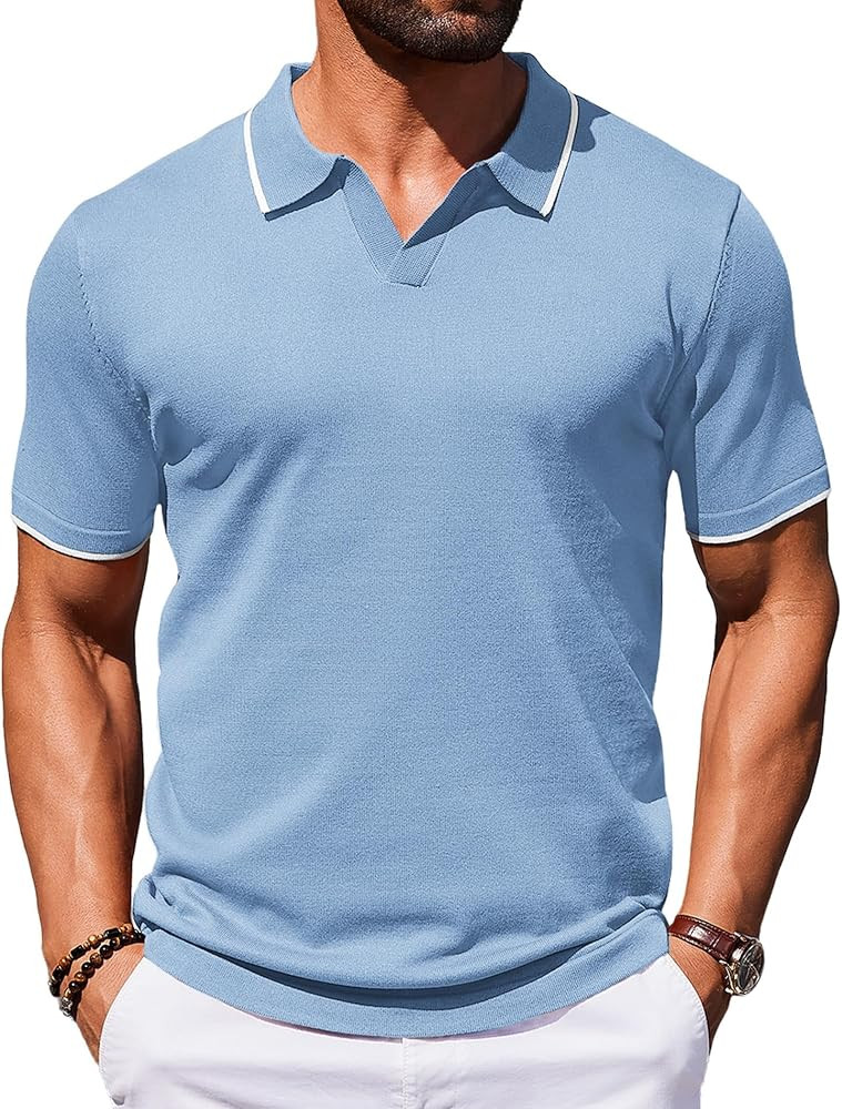 COOFANDY Mens Polo Shirts Short Sleeve Casual Knit Polo Shirt Vintage Golf T Shirts Old Money Top... | Amazon (US)
