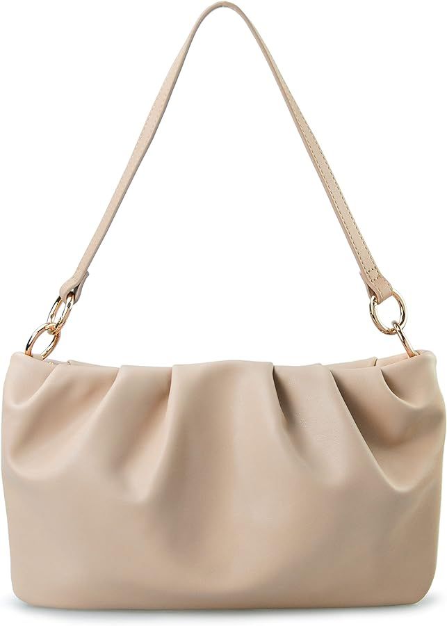 Women Ruched Shoulder Handbag Cloud Pouch Hobo Bag Convertible Clutch Soft Vegan Leather Cross bo... | Amazon (US)
