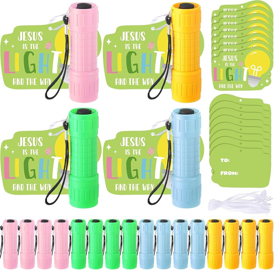 20 Set Easter Jesus is The Light Gift Christian Religious Card and 20 Mini Colorful Flashlight fo... | Amazon (US)