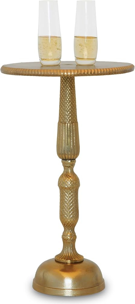 OBJET D'ART Small Round Gold Side Table, Hannah, 20" Height, Vintage Metal Accent, Side, Pedestal... | Amazon (US)