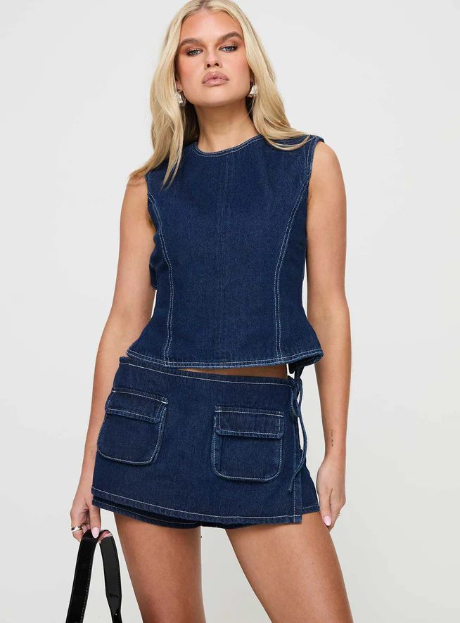 Countryside Skort Blue Denim | Princess Polly US