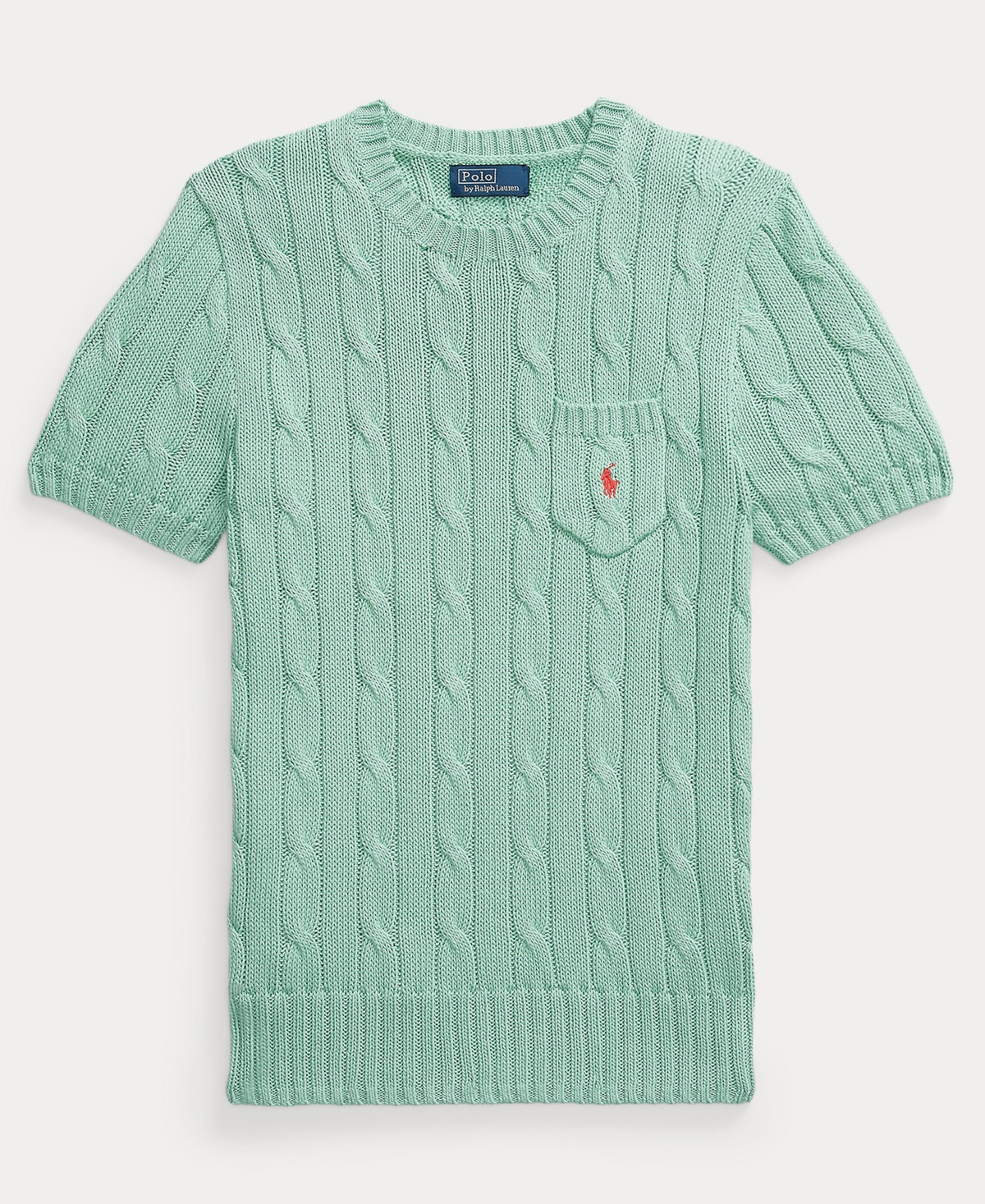 Polo Ralph Lauren Women's Cable-Knit Cotton Short-Sleeve Sweater - Celadon | Macy's