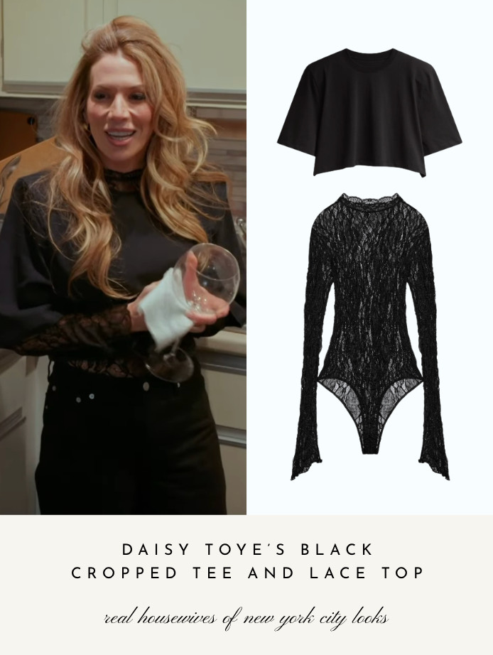 Daisy Toye's Black Cropped Tee and Lace Top // Crop Top by The Frankie Shop 

 