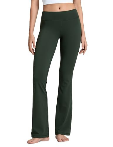 CRZ YOGA Womens Butterluxe Low Rise Flare Leggings 32" - Bootcut Yoga Pants with Pocket Wide Leg Buttery Soft Lounge Casual Legend Green X-Large | Amazon (US)