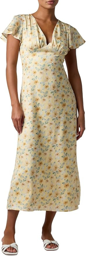 Lulus Charity Flutter Sleeve Floral Midi Dress for Women Sweetheart Cocktail Summer Wedding Guest... | Amazon (US)