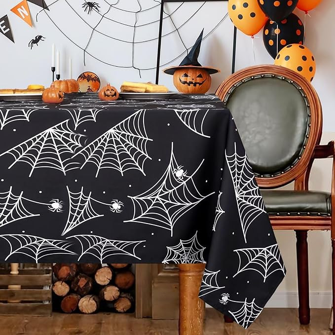 Rectangle Halloween Tablecloth, 60 x 84 Inch Waterproof Spider Web Table Cloth, Washable Table Co... | Amazon (US)