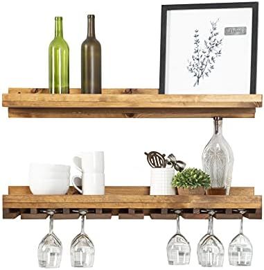 del Hutson Designs Rustic Luxe 36 Inch Farmhouse Kitchen Dining Real Wood Wall Mounted Stemware H... | Amazon (US)