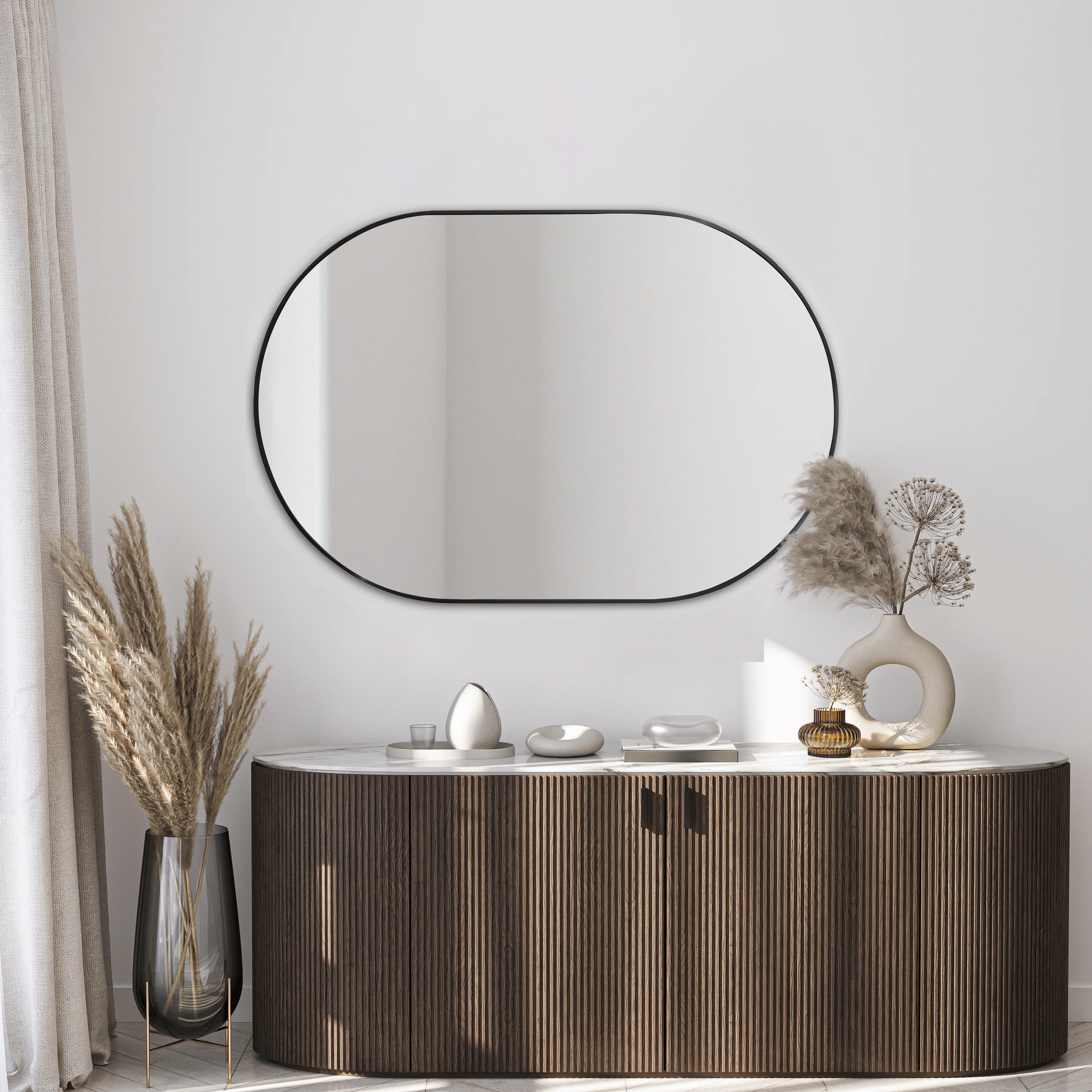 Milly 24 in. W x 36 in. H Medium Oval Metal Framed Wall Mirror | Wayfair North America
