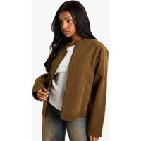 Womens Suede Look Bomber Jacket - Brown - 10 | boohoo (US & Canada)