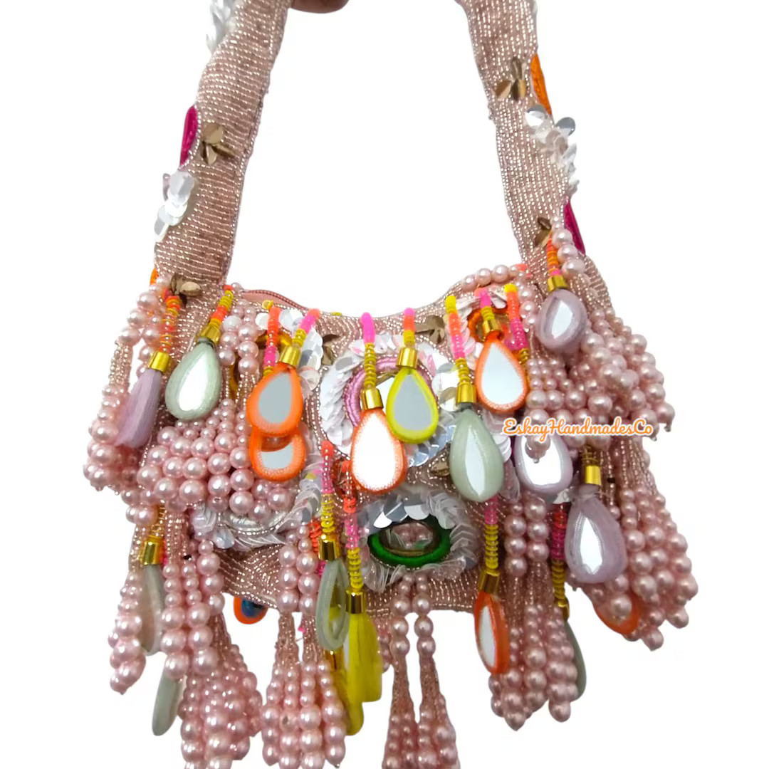 Banjara Beaded Mirror Clutch: Embroidered Indian Boho Evening Bag | Etsy (US)